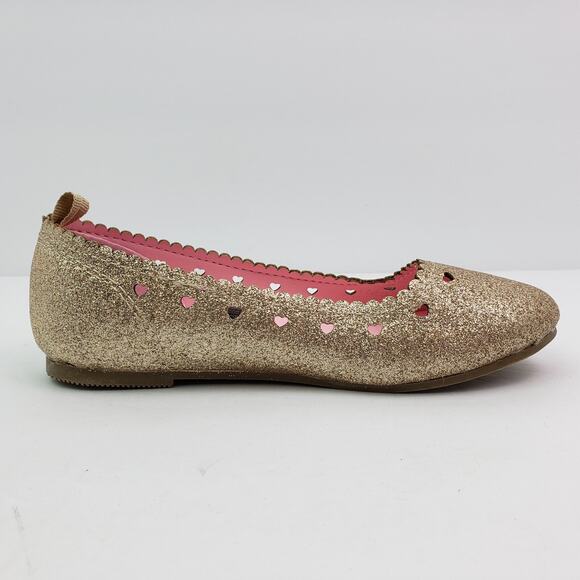 Carters Ellaria Girls Size 13 Gold Glitter Slip On Casual Ballet Flats Shoes - Picture 4 of 8